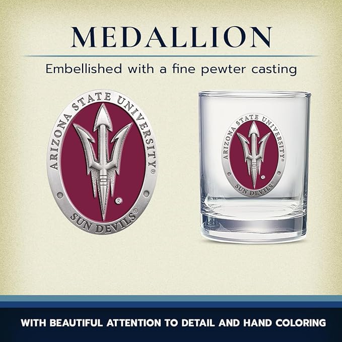 Heritage Pewter Arizona State Double Old Fashion | Double Rocks Glass 14 OZ for Liquor | Expertly Crafted Pewter Glass