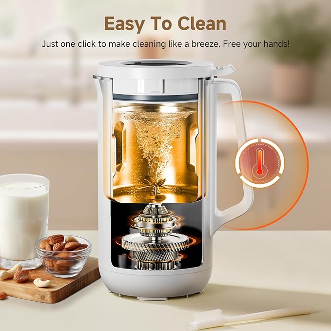 40oz Nut Milk Maker Machine, 10 in 1 Nut Milk Maker for Homemade Almond Milk, Soy Milk, Oatmeal, and Non-Dairy Beverages, Soy Milk Maker with 10 Blades, Delay Start, Keep Warm, Auto-clean, Boiling