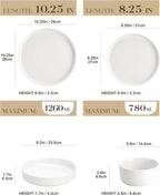 MALACASA 24 Pieces Porcelain Dinnerware Set, Modern White Dish Set for 6, Premium Serving Plates and Bowls Sets, Chip and Scratch Resistant Dishware Sets Kitchen Dishes Dining Ware Set, Series LEAH