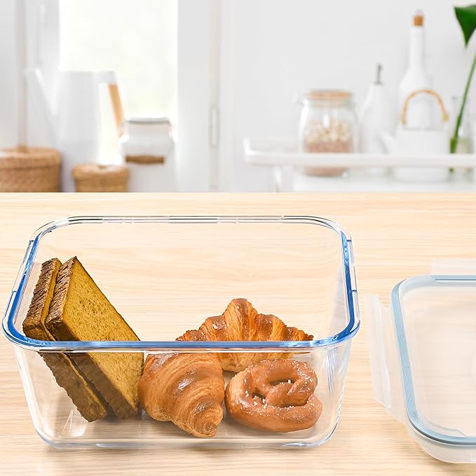 Glass Bread Box Airtight Bread Container, 190oz / 24Cup Large Glass Storage Containers with Lids, Ideal Airtight Food Storage Containers, Roasting Turkey/Chicken/Cookie, Oven&Dishwasher Safe