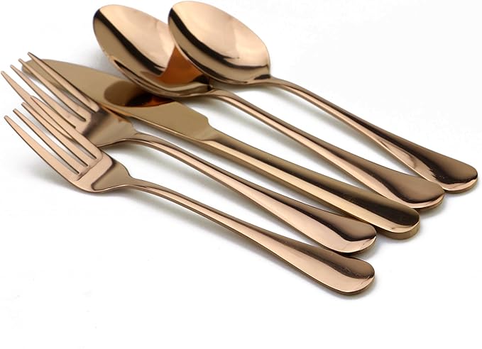 30-Piece 18/0 Stainless Steel Classical Flatware Set, Mirror Polishing Rose Gold, Service for 6