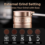 Bincoo Manual Coffee Grinder with Foldable Handle– External Setting Hand Coffee Grinder with Steel Burr,Compact and Portable for Home/Travel/Camping(Champagne)
