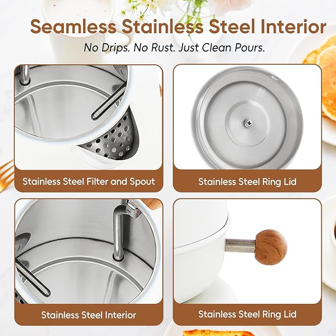 Seehot® 1.7L (57.oz) Electric Kettle with Thermometer, 1200W Large Electric Tea kettle with 304 Stainless Steel,Auto shut off,Hot water kettle Electric for Coffee&Tea-White