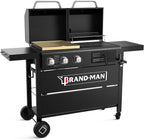 Brand-Man Propane Gas and Charcoal Grill Combo,Grill and Griddle Combo Dual Fuel BBQ Grill with Dual Lids for Outdoor Barbecue, Black
