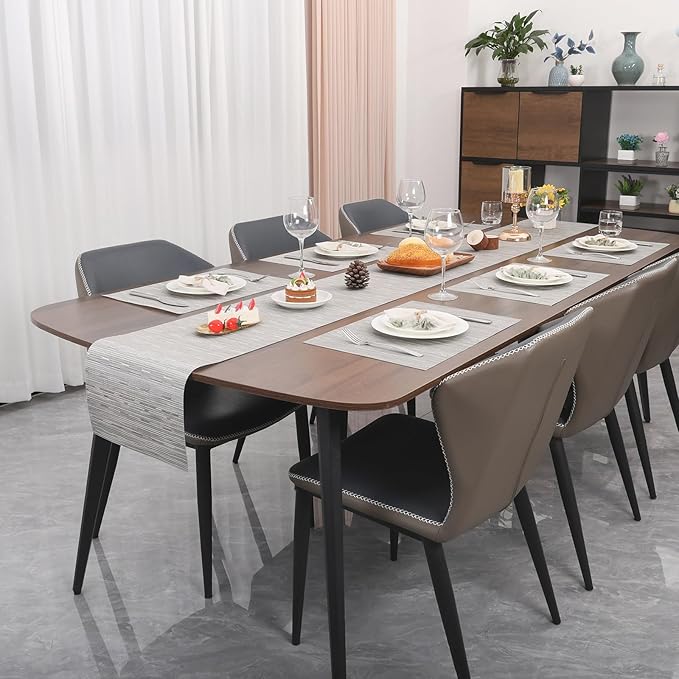 Myir JUN Placemats Set of 8, Vinyl Woven Placemats Place Mats Indoor Set of 8 Washable Table Mats Non-Slip Place mats for Dining Table (Silver, Set of 8)