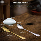 Coffee Spoon Rest Set with Spoon, Mini Ceramic Spoon Holder, Silver Ellipse Spoon, Coffee Bar Accessories