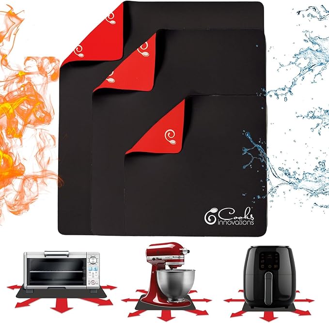 3 Pack Heat Resistant Mats for Countertop – Heat Pad Protector & Appliance Sliders for Kitchen – Cut to fit, Compatible with Ninja, Cuisinart, KitchenAid, Keurig & More