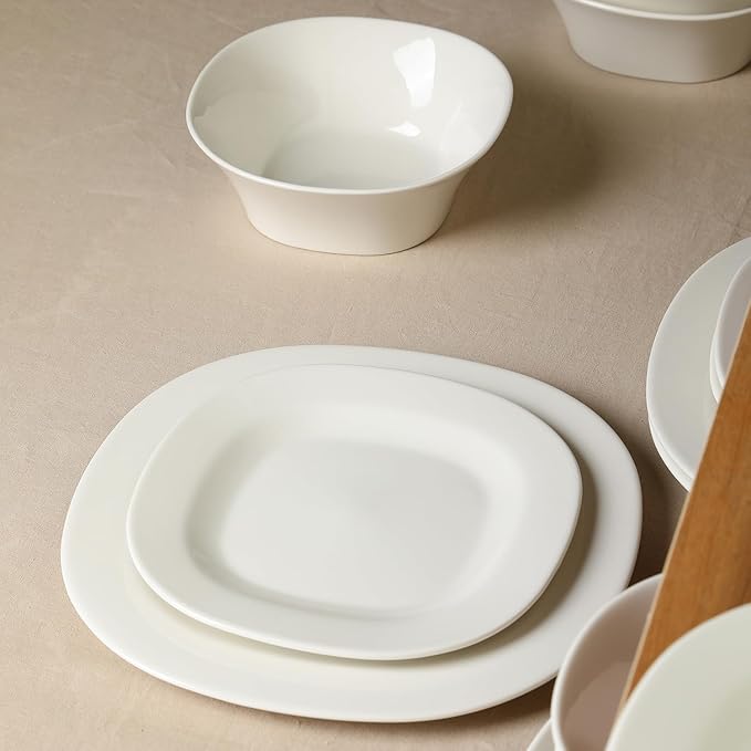 Stone Lain Quadro 4-Piece Salad Plate Set Porcelain, White
