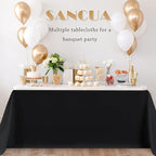 sancua 6 Pack Black Tablecloth 90 x 156 Inch - Rectangle Table Cloth for 8 Feet Tables Stain and Wrinkle Resistant Washable Polyester Table Cover for Dining Wedding Banquet Party Buffet Restaurant