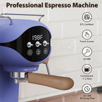 Espresso Machine with Steam Milk Frother Semi Automatic 20 Bar Compact Blue with Toggle Switch for home Cafetera Espresso, Latte, Cappuccino, Americano, Macchiato
