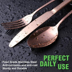 Copper/Rose Gold Silverware Set, OGORI 24-Piece Stainless Steel Flatware Set, Service of 6