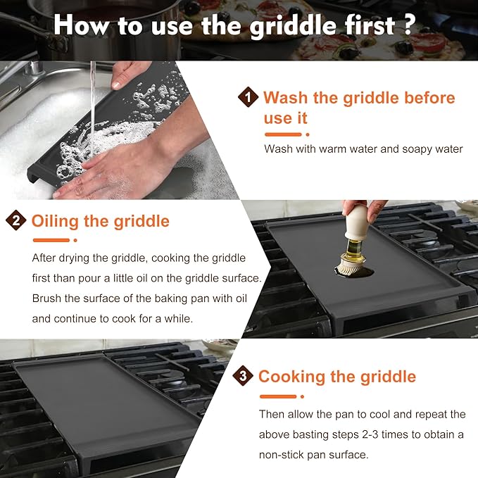 UPGRADED WB31X24738 Griddle Replacement for ge Appliance Gas Range Part,WB31X24998 Cast Iron Griddle Plate,9.5 ×19.5 inch Food Grade Nonstick Griddle