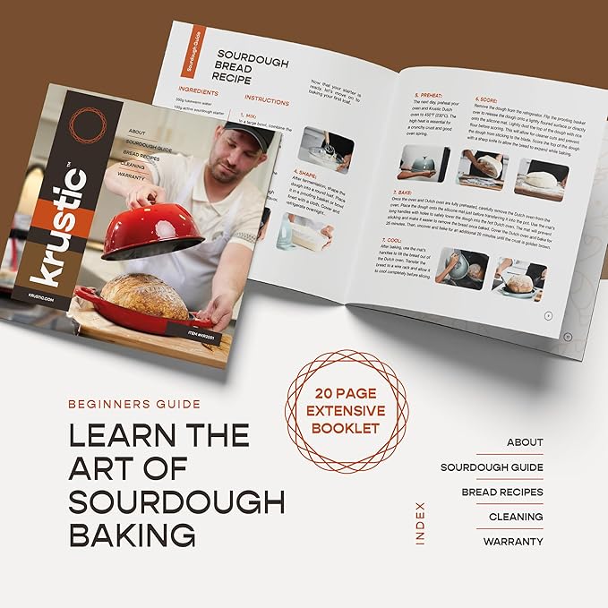 Enameled Cast Iron Dutch Oven for Sourdough Bread Baking | 6 Quart Pot with Lid | 10 Inch Ceramic Enamel Thick Coated Cookware Set with Non Stick Silicone Baking Mat for Cooking | 6 Qt |