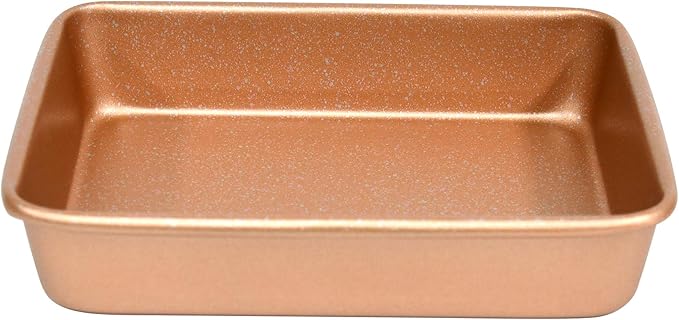 casaWare 8 x 6 x 1.75-Inch Toaster Oven Ultimate Series Commercial Weight Ceramic Non-Stick Coating Pan (Rose Gold Granite)