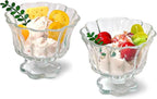 Ice Cream Bowls Drinking Glass Cups Set of 2 (Transparent), Flower Petal Style Glasses, 8.5oz, Suitable for Ice cream, Cocktails, Dessert & More.