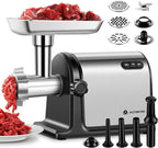 AAOBOSI #10 Meat Grinder Electric [3000W] Heavy Duty Stainless Steel Meat Mincer with 3 Grinding Plates, 3 Sausage Stuffer Tubes & Kubbe Attachments,Easy One-Button Control
