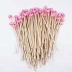 100PCS 6inch Rock Candy Sticks Wooden Swizzle Sticks for Lollipop Coffee Appetizer Skewers (Pink)