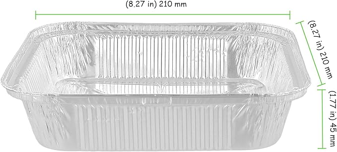 60 Pack 8 Inch Aluminum Foil Pans, Square Aluminum Baking Pans, Disposable Food Container for Food Storage Cooking Baking Roasting Takeaway