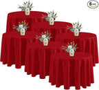 Fitable 6 Pack Red Round Table Clothes - 90 Inches in Diameter - Stain Resistant and Washable Tablecloths, Polyester Fabric Table Covers for Wedding, Party, Banquet, Gathering