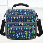 FlowFly Double Layer Cooler Insulated Lunch Bag Adult Lunch Box Large Tote Bag for Men, Women, With Adjustable Strap,Front Pocket and Dual Large Mesh Side Pockets