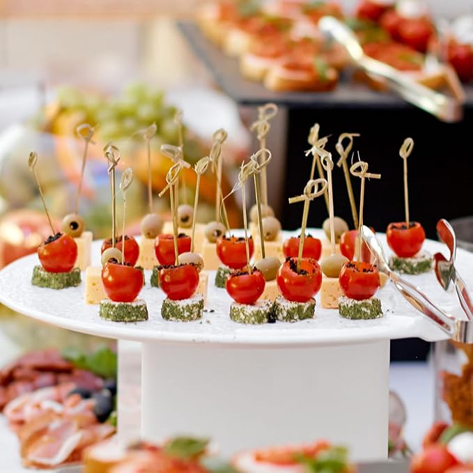 Nuogo 3000 Pcs Bamboo Cocktail Picks 4.13 Inch Bamboo Skewers Fruit Toothpicks for Appetizers Drink Garnish Sticks Handmade Food Pick with Looped Knot for Party Bar Snacks Sandwiches Drinks