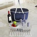 Picnic at Ascot Patented Collapsible Insulated Picnic Basket Equipped with Service For 4- Designed and Assembled in USA