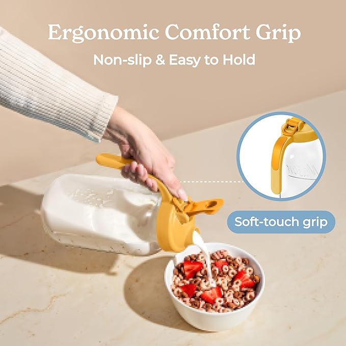 SMIRLY 64 oz Mason Jar Pitcher,Glass Pitcher with Wide Mouth,Water Jug with Double Leak Proof Lid for Iced Coffee,Hot Water,Breast Milk