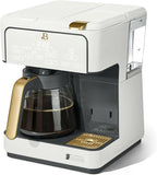 Beautiful Multi-Brew Drip Coffee Maker & Single Serve Machine, Glass Carafe, Keep Warm, Travel Mug Friendly, 3 brew settings, Touch-activated home and kitchen by Drew Barrymore (White)
