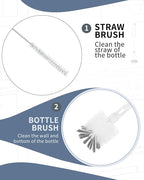 2 in 1 Long Handle Bottle Brush with Straw Brush for Cleaning Glass, Sports Bottle, Coffee Mug,Navy Blue,1 Pack
