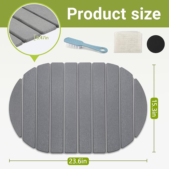 Quick Dry Stone Mat, Stone Drying Mat for Kitchen Counter, Large Dish Drying Mat - Diatomaceous Earth Dish Drying Mats, Modern Fast Dry Pad for Bathroom, 24"x16", DarkGray