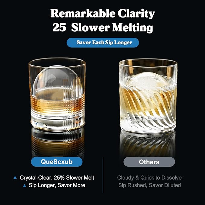 Clear Ice Ball Maker, 2.4" Round Ice cube Mold for Whiskey Stainless Steel & Non-BPA Silicone, Cocktails, Drinks & Bourbon Gifts for Men Woman