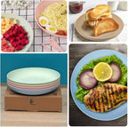 Wheat Straw Plates Lightweight Unbreakable Dinner Dishes Plates Set Dishwasher & Microwave Safe (Large 4 Pack 8')