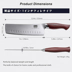 7 Inch Nakiri Knife, Japanese 10Cr15MoV High Carbon Stainless Steel Chopping Chef Knife, Professional Sharp Multipurpose Asian Kitchen Vegetable Cleaver Knife with Ergonomic Pakkawood Handle