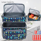 FlowFly Double Layer Cooler Insulated Lunch Bag Adult Lunch Box Large Tote Bag for Men, Women, With Adjustable Strap,Front Pocket and Dual Large Mesh Side Pockets