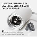 TIMEMORE Manual Coffee Grinder CNC Stainless Steel Conical Burr Coffee Grinder with Capacity 20g Chestnut C3 Internal Adjustable Setting for Pour Over French Press Coffee for Hand Grinder White