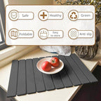 Large Stone Dish Drying Mat for Kitchen Counter, 24"×16" Quick Dry Collapsible Diatomaceous Earth Mat – Super Absorbent Foldable Drying Pad for Dishes (Dark Gray, 23.2" x 15.4")