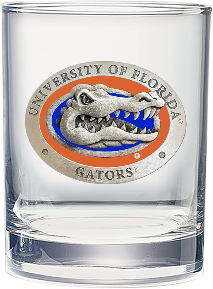 Heritage Pewter University of Florida Double Old Fashion | Double Rocks Glass 14 OZ for Liquor | Expertly Crafted Pewter Glass