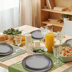 12-Piece Melamine Dinnerware Sets – Unbreakable Plates & Bowls Sets for Outdoor, Camping, Picnic, Party – Durable Dishware Sets, Lightweight & Shatterproof (Fog Gray)