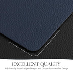 MOSAYT Vinyl Placemats Set of 4, Heat Resistant Place Mats 100% Waterproof Washable & Wipeable Faux Leather Reversible Table Mats for Kitchen Dining Party Indoor Outdoor, 12" x 17", Black/Navy