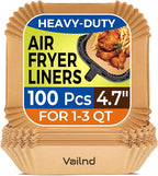 Small Air Fryer Liners Disposable, 2 QT Parchment Paper for COSORI 2.1 Qt Air Fryer, 100PCS 4.7 Inch Square Baking Paper Sheets for Mini Airfryer Basket