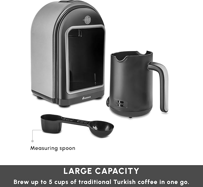KARACA Hatır Turkish Coffee Maker, 5 Cups Electric Turkish Coffee Machine with Ember Mode, Automatic Temperature Control, Overflow Protection, Audible & Visual Alerts, Galaxy Grey