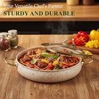 Fully Clad 5-Ply Stainless Steel Cookware Set, 12Pcs Nonstick Pots and Pans Set with Stay-Cool Handles, Induction Compatible, Stackble Design, Includes with Frying Pan, Saucepans and Saute Pan (Beige)