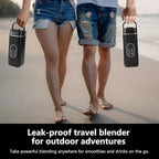 Portable Personal Blender with 12 Stainless Steel Blades – USB Rechargeable for Smoothie Shakes,14 Oz/420ML Cup and Extra Handle Lid, for Travel Sports Gym (Black)