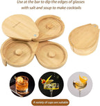 Margarita Salt Rimmer Set, 3-Tiers Salt Rimmer for Cocktails, Bamboo Margarita Salt Rimmer, Bar Salt and Sugar Rimmer for Margarita Kit, Bloody Mary, Manhattan Drinks, Bartender Tool Set