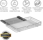 Pull Out Cabinet Organizer for Spices, Cans - Heavy Duty with Lifetime Limited Warranty- Pull Out Spice Rack- Cabinet Pull Out Shelf for Cans,Dishes, Etc, 18-3/8"Wx 10-1/2"D x 2-3/4” H, Chrome
