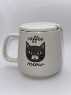 USB-Powered Mug Warmer with Coffee Meow Ceramic Mug Set
