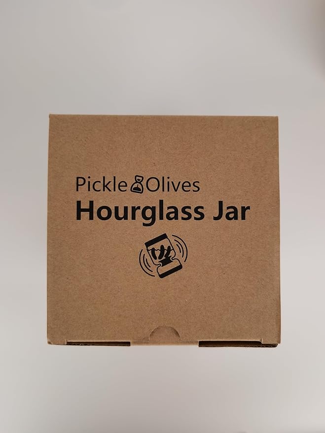 Pickle and Olive Hourglass Jar with Strainer Flip for Pickle Juice Separator from Wet and Dry, Upgrade Food-grade ABS Lid and BPA Free Hourglass Jar for Airtight Storage
