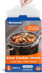 Slow Cooker Liners, Hotensil 13"x 21" 10 Count Cooking Bags Large Size Disposable Pot Liner, Fit 3QT to 8.5QT for Slow Cooker Cooking Trays, Multi-Purpose Durable Liners Plastic Bags, BPA Free