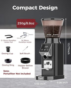 Tuni G1 Conical Burr Coffee Grinder, 48 Grind Settings Anti-static Burr Mill, Precision Electronic Timer and LED Touchscreen for Espresso/Drip/Cold Brew/French Press, Stainless Steel, Noir