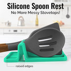Zulay Kitchen Silicone Utensil Rest with Drip Pad for Multiple Utensils - BPA-Free, Heat-Resistant Spoon Rest & Spoon Holder for Stove Top - Kitchen Utensil Holder for Ladles & Tongs - Carnival Grass